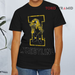 Iowa Hawkeyes Wrestling Herky Canvas Black T shirt