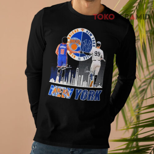 Jalen Brunson X Aaron Judge New York Knicks New York Yankees Signatures Long sleeved Jalen Brunson X Aaron Judge New York Knicks New York Yankees Signatures Long sleeved