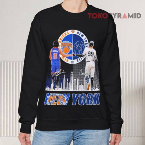 Jalen Brunson X Aaron Judge New York Knicks New York Yankees Signatures Sweatshirt Jalen Brunson X Aaron Judge New York Knicks New York Yankees Signatures Sweatshirt