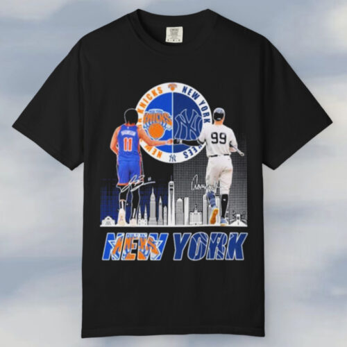 Jalen Brunson X Aaron Judge New York Knicks New York Yankees Signatures T shirt Jalen Brunson X Aaron Judge New York Knicks New York Yankees Signatures T shirt