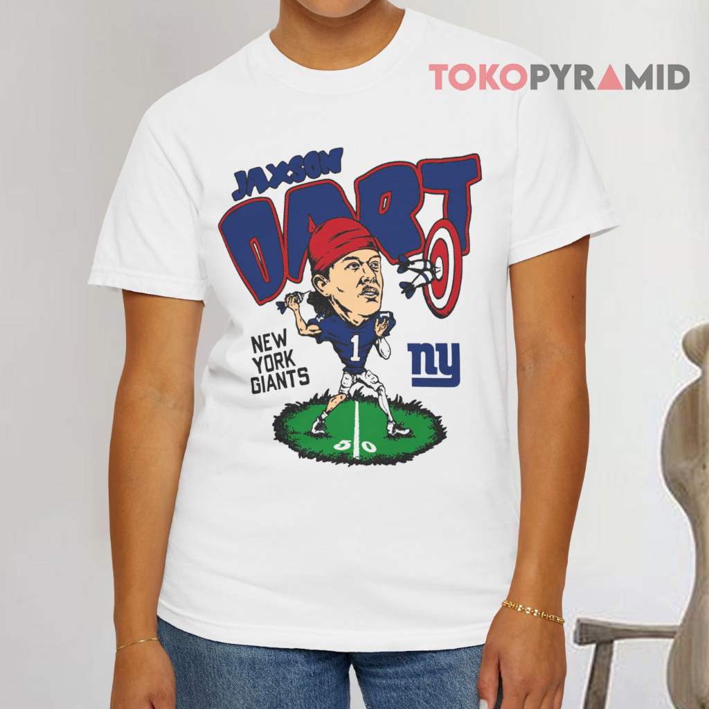 Jaxson Dart New York Giants Caricature White T shirt Jaxson Dart New York Giants Caricature White T shirt