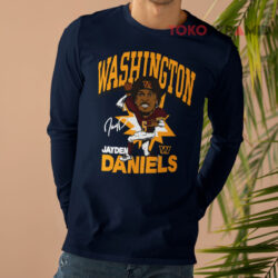 Jayden Daniels Burgundy Washington Commanders Caricature Player Signature Shirt 4 Jayden Daniels Burgundy Washington Commanders Caricature Player Signature Long sleeved