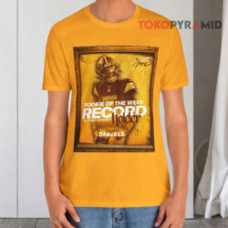 Jayden Daniels Rookie Of The Week Record 10 Time Winner Holder Washington Commanders Nfl Signature Poster 2024 Yellow T shirt