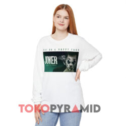 Joker Put On A Happy Face Happy Halloween Shirt 2 Joker Put On A Happy Face Happy Halloween White Long sleeved