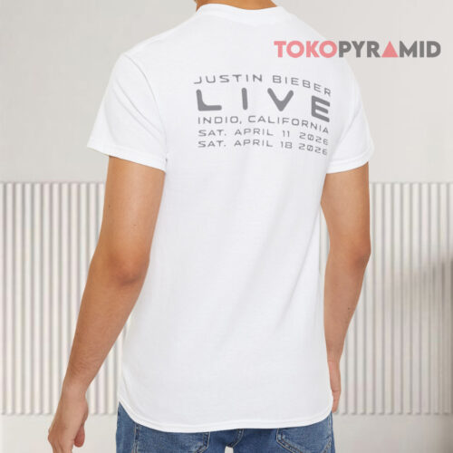 Justin Bieber Coachella 2026 Merch Live In Indio California White T shirt