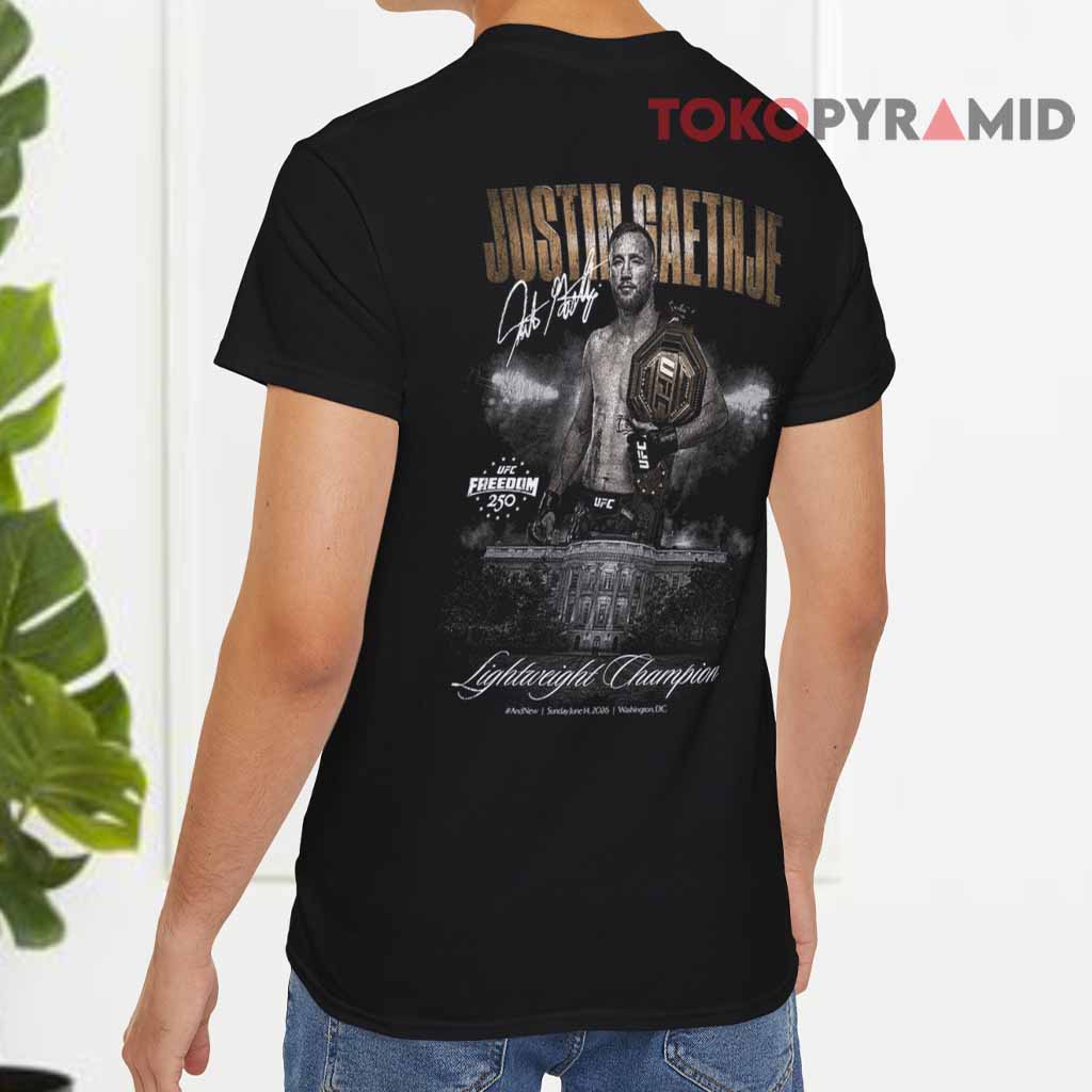 Justin Gaethje UFC Freedom 250 Champion Boxy T Shirt Back Justin Gaethje UFC Freedom 250 Champion Boxy T Shirt Back