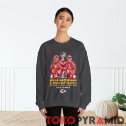 Kansas City Chiefs 2024 Back To Back Champions Super Bowl LVIII Shirt 2 Kansas City Chiefs 2024 Back To Back Champions Bowl Lviii Women Heather Grey Sweatshirt