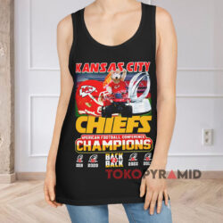 Kansas City Chiefs Champions Back 2 Back Mascot Shirt 2 Kansas City Chiefs Champions Back 2 Back Mascot Black Tank Top