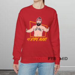 Kansas City Chiefs Jason Kelce Number 1 Hype Man Pose Shirt 2 Kansas City Chiefs Jason Kelce Number 1 Hype Man Pose Red Sweatshirt