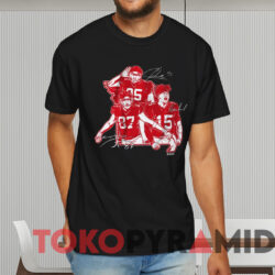 Kansas City Star Collage Patrick Mahomes Travis Kelce Chris Jones Shirt Black T shirt