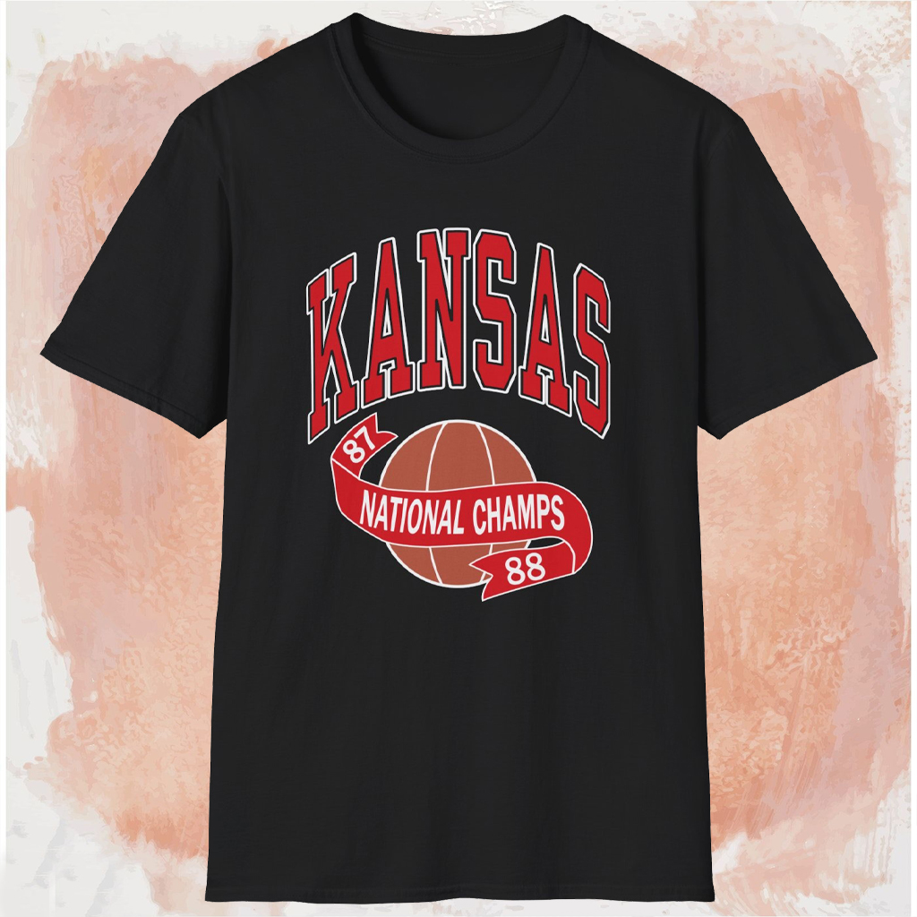 Kansas Jayhawk 1987 1988 National Champs Shirt Black T shirt Kansas Jayhawk 1987 1988 National Champs Shirt Black T shirt