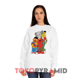 KAWS x Sesame Street Family Collab Shirt 2 Kaws X Sesame Street Family Collab White Sweatshirt