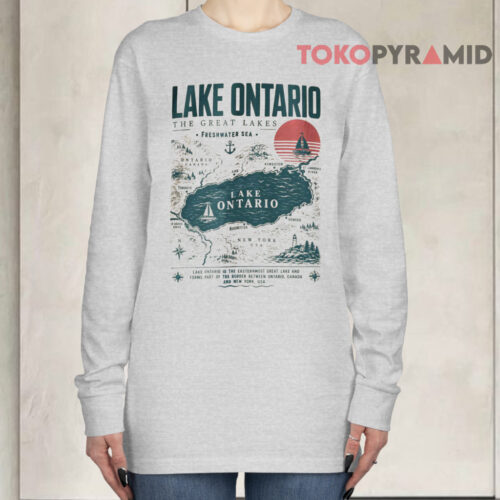 Lake Ontario Vintage Map & Great Lakes Long sleeved Lake Ontario Vintage Map & Great Lakes Long sleeved