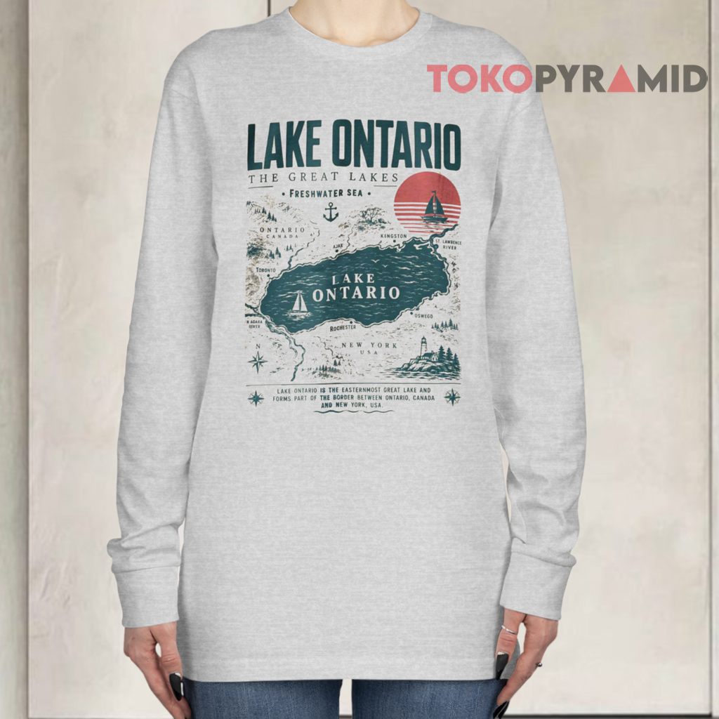 Lake Ontario Vintage Map & Great Lakes Long sleeved Lake Ontario Vintage Map & Great Lakes Long sleeved