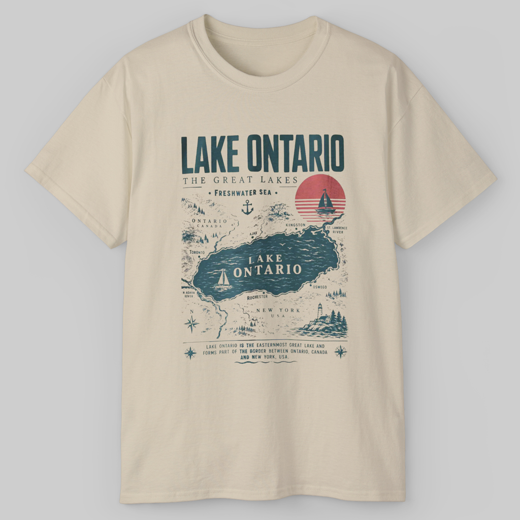 Lake Ontario Vintage Map & Great Lakes Shirt Lake Ontario Vintage Map & Great Lakes Shirt