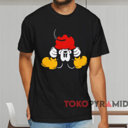 Large Upside Down Mickey Mouse T shirt Black T shirt