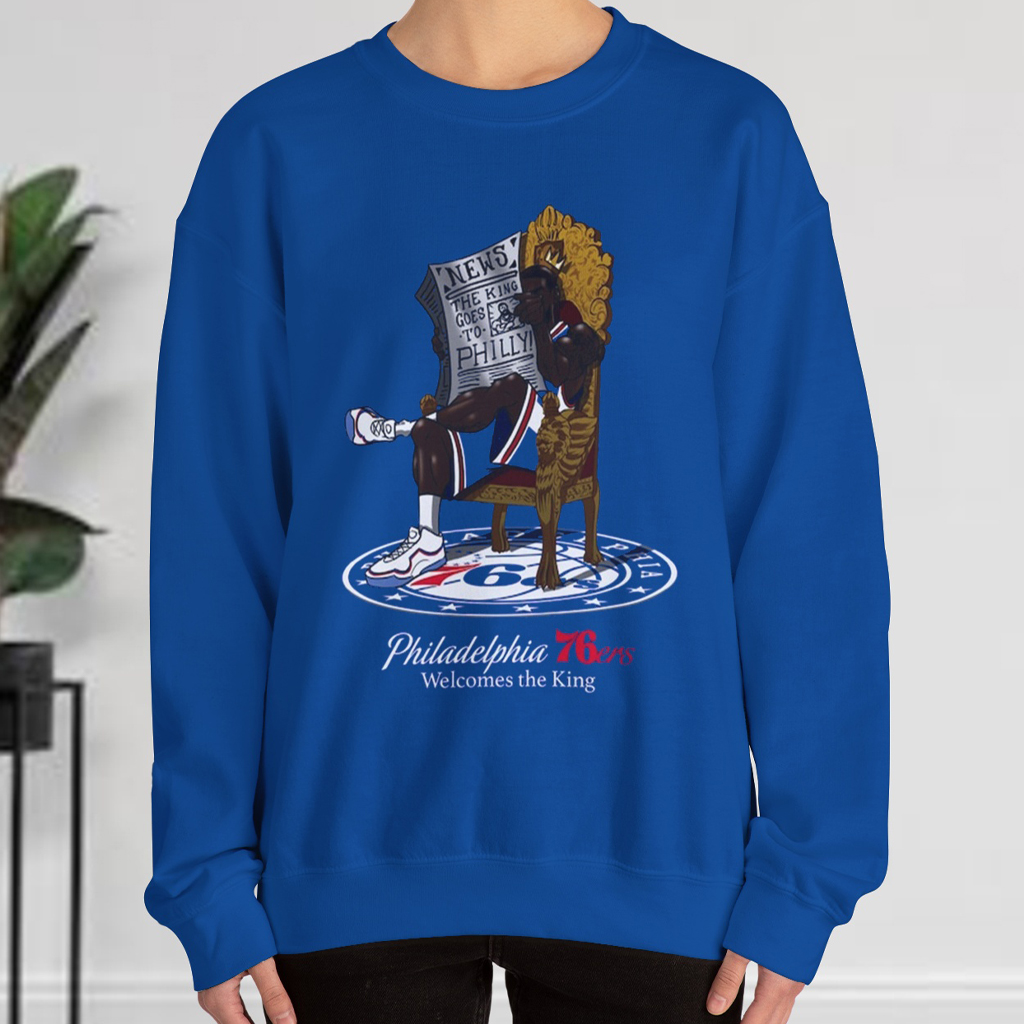 LeBron James Philadelphia 76ers Royal Caricature Sweatshirt LeBron James Philadelphia 76ers Royal Caricature Sweatshirt