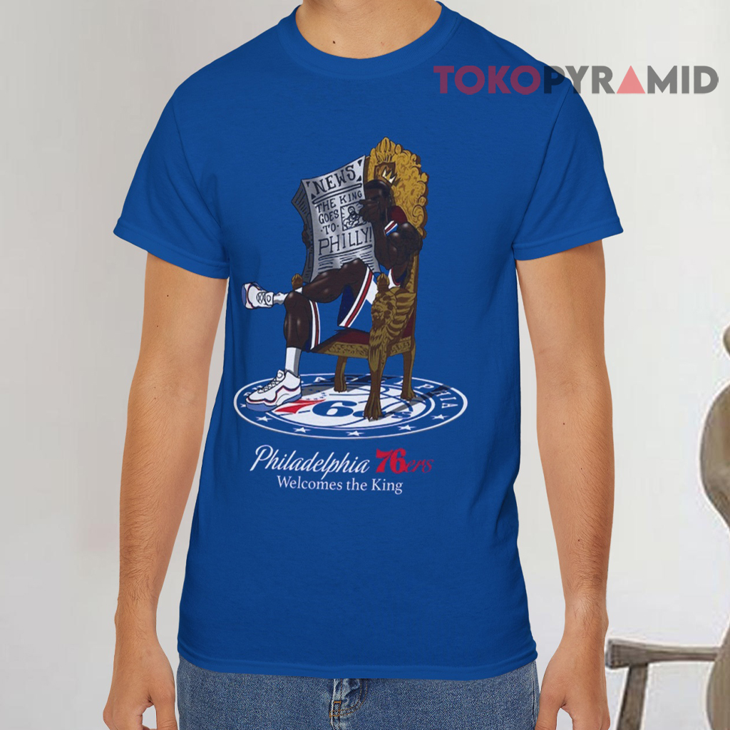 LeBron James Philadelphia 76ers Royal Caricature T shirt LeBron James Philadelphia 76ers Royal Caricature T shirt