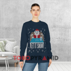 Let It Snow Christmas Santa Navy Long sleeved