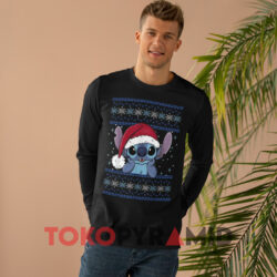 Lilo Stitch Ugly Christmas Black Long sleeved
