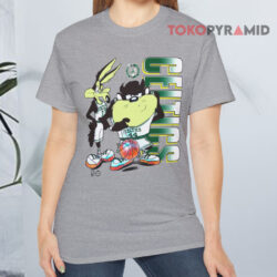 Looney Tunes Taz Bugs Boston Celtics Grey T shirt