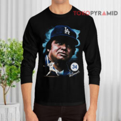 Los Angeles Dodgers Fernando Valenzuela Portrait Black Long sleeved
