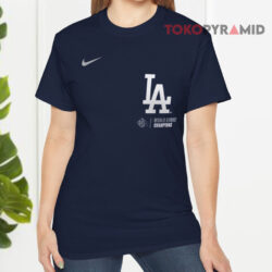 Los Angeles Dodgers Nike 2025 World Series Champions Roster T shirt Front