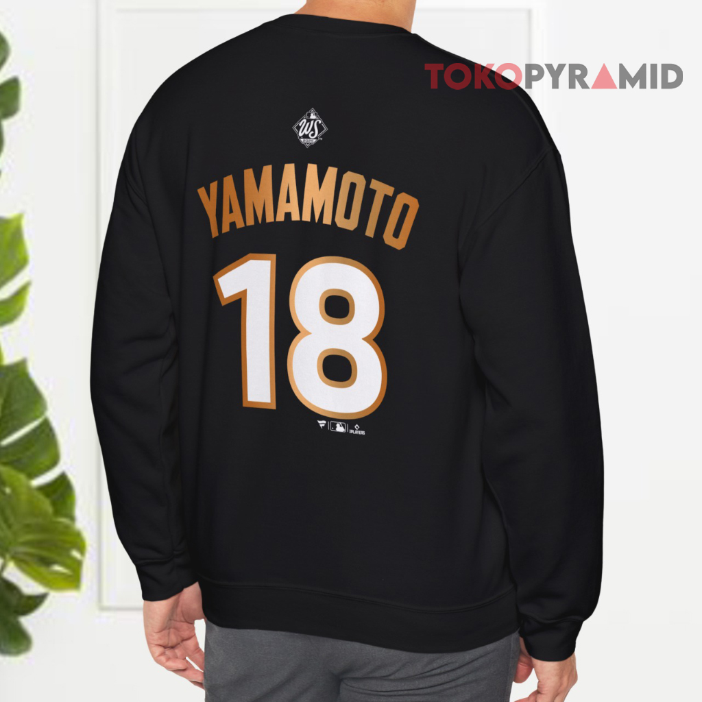 Los Angeles Dodgers Yoshinobu Yamamoto 2025 World Series Champions Sweatshirt Back Los Angeles Dodgers Yoshinobu Yamamoto 2025 World Series Champions Sweatshirt Back