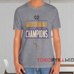 Lsu Tigers 2025 Ncaa Division I Baseball National Champions Locker Room Shirt Grey T shirt