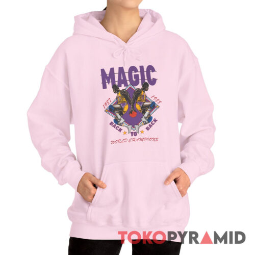 Magic Johnson T shirt 1987 1988 LA Lakers Back To Back World Champions Hoodie