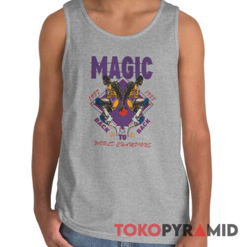 Magic Johnson T shirt 1987 1988 LA Lakers Back To Back World Champions Tank Top