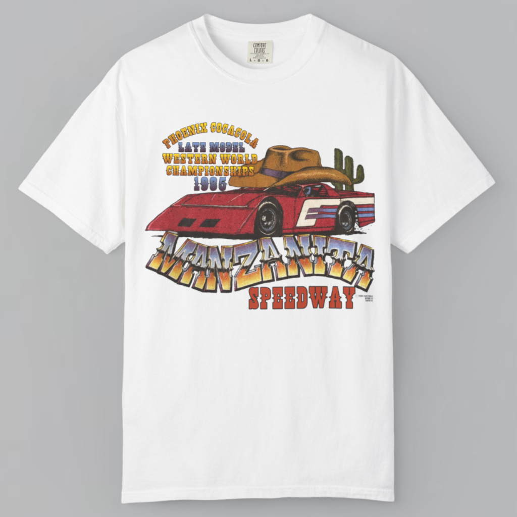Manzanita Speedway Shirt Phoenix Cocacola Late Model Western World Championships 1985 T shirt Manzanita Speedway Shirt Phoenix Cocacola Late Model Western World Championships 1985 T shirt
