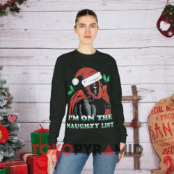Marvel Deadpool Naughty List Christmas Sweatshirt 4 Marvel Deadpool Naughty List Christmas Black Long sleeved
