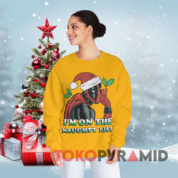 Marvel Deadpool Naughty List Christmas Yellow Sweatshirt
