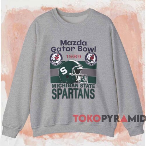Mazda Gator Bowl 1989 Michigan State Spartans Shirt Grey Sweatshirt