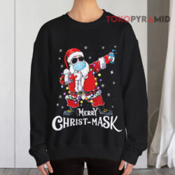 Merry Christ mask Santa Dabbing Black Sweatshirt