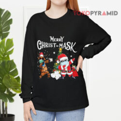 Merry Christ-Mask Santa Reindeer Christmas Sweatshirt 4 Merry Christ mask Santa Reindeer Christmas Long sleeved