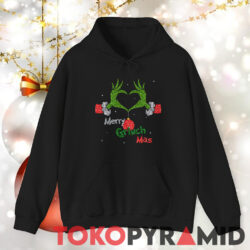 Merry Grinchmas Shirt Elf With Cute Heart Hands Style Christmas Hoodie