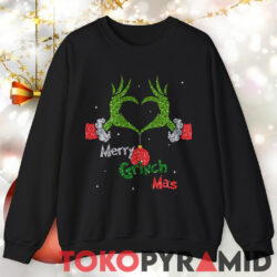 Merry Grinchmas Shirt Elf With Cute Heart Hands Style Christmas 2 Merry Grinchmas Shirt Elf With Cute Heart Hands Style Christmas Sweatshirt