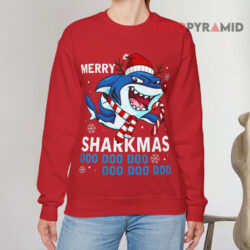 Merry Sharkmas Ugly Christmas Sweatshirt 3 Merry Sharkmas Ugly Christmas Red Sweatshirt