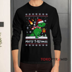 Merry T-Rexmas Merry Christmas Gift Sweatshirt 4 Merry T rexmas Merry Christmas Gift Black Long sleeved