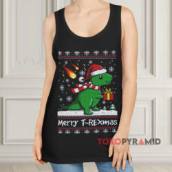 Merry T-Rexmas Merry Christmas Gift Sweatshirt 2 Merry T rexmas Merry Christmas Gift Black Tank Top