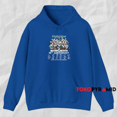 Miami Dolphins 56th Anniversary Signatures Shirt Blue Hoodie