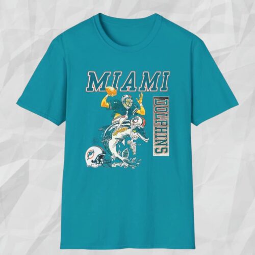 Miami Dolphins Dan Marino T Shirt Tropical Blue T shirt