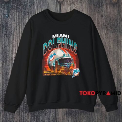 Miami Dolphins Helmet Skyline Shirt Black Sweatshirt