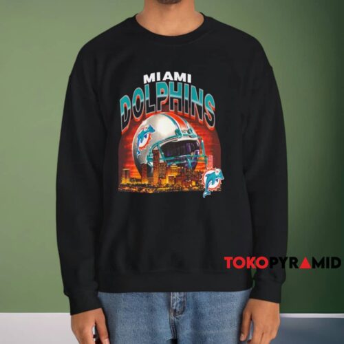 Miami Dolphins Helmet Skyline Shirt Black Sweatshirt