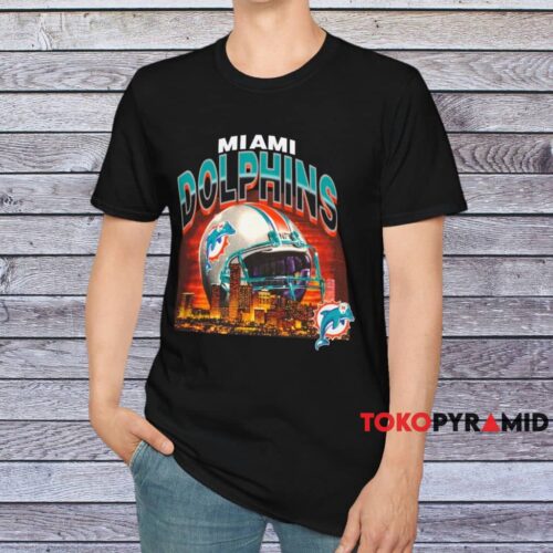 Miami Dolphins Helmet Skyline Shirt Black T shirt