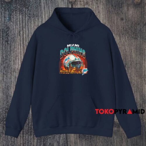 Miami Dolphins Helmet Skyline Shirt Navy Hoodie