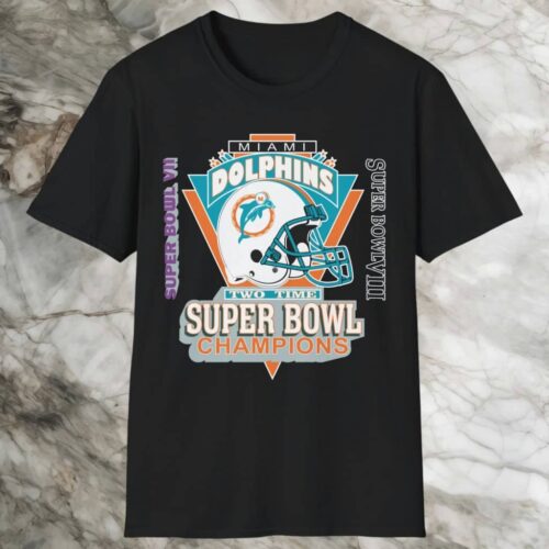 Miami Dolphins Two Time Super Bowl Champions Shirt Black T shirt