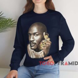 Michael Jordan 6 Championship Rings Chicago Bulls T-shirt 3 Michael Jordan 6 Championship Rings Chicago Bulls T shirt Navy Sweatshirt
